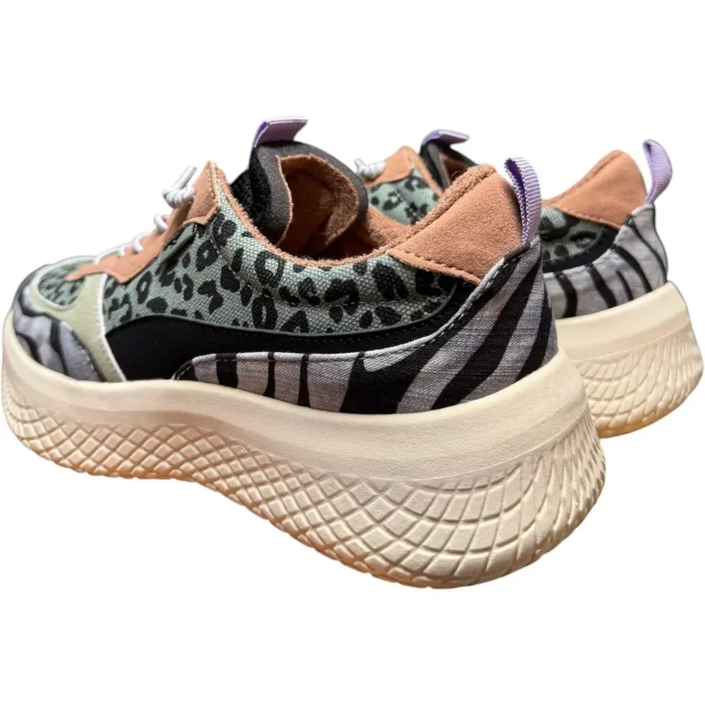 ROCKET DOG Gravel Women's 7.5 Sneakers Olive Black Leopard Zebra Shoes
